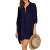 Robes décontractées Femme Robe de chemise de plage mode Loose Vrein V Neck Neck Suncreen Massuit de maillot