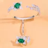 Bangle Stonefans Luxury Zircon Hand Palm Green Crystal Jewelry Women Charm Finger Bracelet Ring Bridesmaid CZ Gift