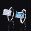 S925 Elegant Ashcut Gris Blue Gem Ring Taille 8x11 Cubic Zirconia Silver State Piece Fashion Bijoux Glamour