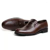 Casual Shoes Men skóra Formal Business Male Office Flat Oxford Oddychający impreza z okazji ślubu