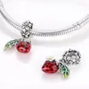 New 925 Silver Color Strawberry Cherry Fruit Series Charms Beads Fit Pandora 925 Original Bracelets DIY Birthday Jewelry Gifts