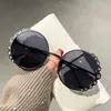 Sunglasses Vintage Fashion Punk Flower Round Diamond Women For Men Designer Sun Glasses Metal Shade Big Frame UV400