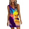 Casual Dresses Women's Summer Printed Elegant Sleeveless Dress With Pockets Slim-Type Fashion Youthful Ropa De Mujer