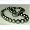 Colliers Superbe 1011 mm Perfect Round Tahitian Black Pearl Collier 18inch