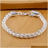 Charm Bracelets 6Mm Round Twist Men On Hand Fine Sier Color Jewelry Fashion Luxury Quality Accessories 2024 Trend Wholesale Drop Deliv Dhtsv