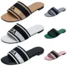 2023 Paris Embroidered Dazzle Designer Slippers Womens Sandals Summer Beach Stripes Casual Flat Sliders women ladies flip flops Embroidery Mainstream Shoes 35656