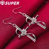 Dangle Earrings 925 Sterling Silver Cross Zircon Drop For Women Gift Wedding Engagement Jewelry