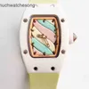 Lyxklockor Replicas RichAdmills Automatic Chronograph Wristwatch 07-03 Hela automatiska mekaniska Millr Watch White Ceramic Tape Trend Female Watches 916b