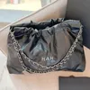 Femmes Nouvelle Arrivée 24c Sac À Chaîne Sac À Bandoulière Horizontal Sac À Main De Luxe Fourre-tout Noir Et Or Couleur Plié Sac En Cuir Véritable Matelassé Ba