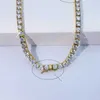 Collar de cadena de tenis de circón de acero inoxidable con joyas de hip-hop de diamante de una sola fila para hombres y mujeres J1GQ