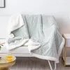 Blankets Simple Modern Double-layer Lambskin Blanket Ins Korean-style Plaid Thickened Warm Sofa Nap Skin-friendly Soft Shawl