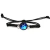 Braccialetti fascino Fashion Hand Reed Reledable Leather Black Rope Chain 12 Constellations Costazioni Zodiac Segni Zodiac perline Gioielli Bangle F Dhweo