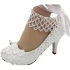 Pumps Lace highheeled wedding shoes 2022 new white wedding dress bridal shoes European and American style lace laceup wedding sBH139