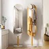 Decorative Plates Full-Body Floor Mirror Household Entrance Rotating Hidden Coat And Cap Clothes Rack Integrated