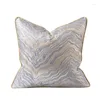 Pillow Square Silver Gray Gold Abstract Striped Case Luxury Modern Throw Cover Decorative