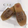 Gratis verzendontwerper Woody Slippers Women Merk Canvas Square Toe Letter Borduurwerkzomers Slippers Platforms Hot Activity Slippers Mule Beach Woody Sandals