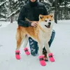 Dog Apparel 4 Pcs Pet Shoe Covers Reflective Shoes Fashion Snowshoes Velvet Outdoor Footwear