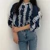 Jackets femininos Neploe Korean Lace Patchwork Denim 2024 Spring Manga Longa Mulheres Y2K O-Gobes Únicos Tops de Basos Mujer