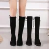 Boots 2024 Autumn Winter Women OverTheKnee Boots Fashion Concise Kid Suede Leather Tight High Stretch Low Heels Shoes