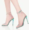 صيف العلامة التجارية الرقص Plexi Sandals Shoes Aquazzura Women Crystal-Embilled-Embilled Crossled Strap High Heels Party Dress Wedding Walking Walking EU35-43
