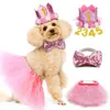 Vestuário para cães 3pcs Costume de aniversário de animais de estimação Hat da moda com chapéu de lanteia