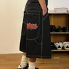 Houzhou Y2KバギージーンズメンレトロストリートウェアハイウエストビッグパターンヴィンテージウィダッグズボンHiphop Gothic Pants Harajuku 240403