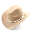 Berets Fashion Wool Women Men Men Men Western Cowboy Hat Roll-Up Широкая края