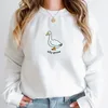 Aptal Kaz Crewneck Grafik Sweatshirt Kadınlar Kawaii Hayvan Hoodies o Boyun Unisex Jumperlar Uzun Kollu Sonbahar Kadın Giysileri 240326