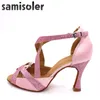 Tanzschuhe Samisoler Rosa 2024 Latin Frau Ballsaal Strass Latce