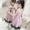 Elbise kız yaz partisi prenses kıyafetler moda 2 6 8 ila 12 yaş arası dans papyon gündelik çocuklar için güzel kıyafetler 240322