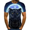 メンズTシャツファッション3Dプリント面白い猫パターンTシャツ男性のためのかわいい動物カジュアルトップ