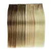 Extensões de cabelo bhf fita em extensões de cabelo em linha reta cabelo humano adesivo invisível extensões de cabelo natural 20 pçs brasileiro remy fita de cabelo ins