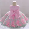 2024 Summer Baby Girl Dress Princess Party FROCK DOTNING Kidskläder 1 år Födelsedagsfest bröllop 3-24 månad Vestidos 240327