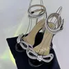 Chaussures habillées rond Sandales ouvertes Femmes avec décoration en cristal Bow Talons hauts Summer Extérieur loisir Slim Fit Women's