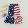 Trousers Toddler Girls 4th Of July Bell Bottoms Star Stripe Red White And Blue Elastic Waist Patriotic Flared Pants