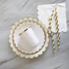 Gold White Disposable Tableware Paper Plate Straws Cup 1st Birthday Party Wedding Decor Kids Baby Shower Party Supplies