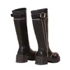 Boots Female Shoes On Sale 2024 High Quality Side Zipper Women's Winter Round Toe Solid Tube Chunky Heels Knight