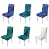 Krzesła okładki marmurowe zacieśnienie 1pc Cover High Living Spandex Slipcover krzesła kuchenne Fase Case Wedding Bankiet 1/2/4/6 P