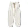 Calças masculinas 2024 Jogging Fashion Rope Street Casual Bloomers de algodão solto PLUS TAMANHO 4XL POLOMESTER
