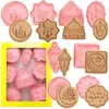 Moldes de cozimento 8 pcs Eid Mubarak Cookie Cutters Set 3D Moon Star Press Biscuit Mold Ramadan Islâmico Muçulmano Selo Acessórios