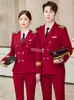 Men Pilot Uniform Air Captain Jacket Pants Airline Woman Top Trousers Security Guard Manager Costume Fight Attolen Roks Pak