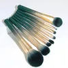 8pcsset Luxury Glitter Bling Mage Brush Gradiente Green Gold Color for Women Beauty Tool 240403