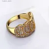 Cluster anneaux Top Gold Ring AAA CUBIC Zirconia Luxury Copper Jewelry Fashion Accessoires L240402
