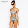 Dames badmode wackdaria sexy geometrisch patchwork zwarte mix wit zwempak vrouwen met zachte pad high-taile bodems zomer biquini