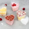 Disposable Cups Straws 10pcs 150ml Pudding Cup Heart Shaped Plastic Ice Cream Dessert Jelly Appetizer Food Container Bowls Trifle Bowl