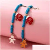 Bracelets de charme 2pcs / ensemble Beldons Snowman réglable pour les femmes Colorf Drop Huile Gants de flocon de neige Bijoux de Noël 13958 Livraison Dhmyg