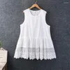 Kvinnors blusar White Doll Lace Tank Top Kvinnlig ärmlös basskjorta