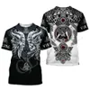 T-shirts masculins 2022 Été Nouveau homme viking 3dt chemise imprimé Craze T-shirt punk harajuku mens top 2443