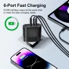 65 W USB C ładowarka wiele 6 portów typ C PD Szybkie ładowanie adapter na ścianę telefonu komórkowego dla iPhone'a 14 15 Pro Xiaomi Samsung OnePlus