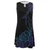 Casual Dresses Summer Mini Dress for Women Loose Sleeveless Floral Print V Neck Hollow Out Beach Style Sundress Vestido